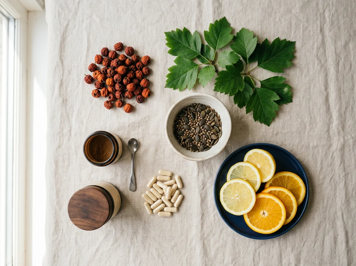 Natural ingredients for everyday energy and vitality: hawthorn, citrus and seeds